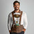 Lederhosen Costume Germany Long Sleeve Polo Shirt Bald Eagles With Traditional German Pattern