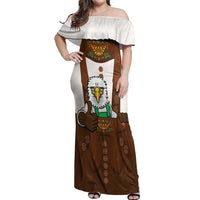 Lederhosen Costume Germany Off Shoulder Maxi Dress Bald Eagles With Traditional German Pattern