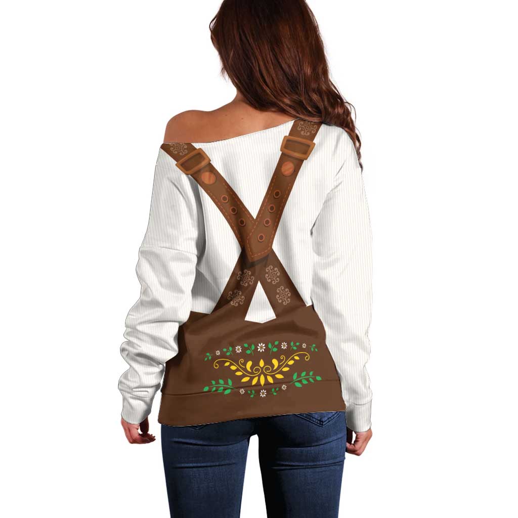 Lederhosen Costume Germany Off Shoulder Sweater Bald Eagles With Traditional German Pattern