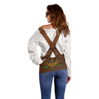 Lederhosen Costume Germany Off Shoulder Sweater Bald Eagles With Traditional German Pattern