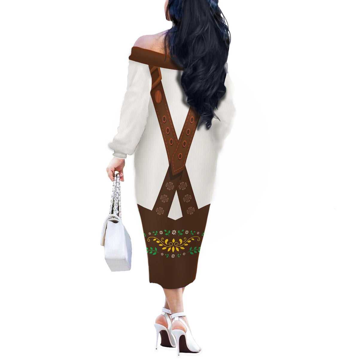 Lederhosen Costume Germany Off The Shoulder Long Sleeve Dress Bald Eagles With Traditional German Pattern