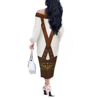 Lederhosen Costume Germany Off The Shoulder Long Sleeve Dress Bald Eagles With Traditional German Pattern