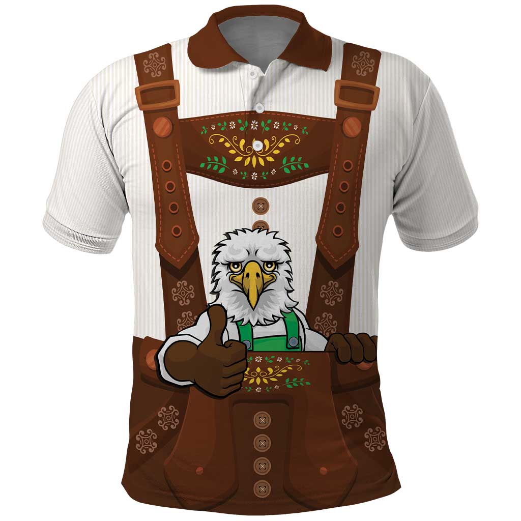 Lederhosen Costume Germany Polo Shirt Bald Eagles With Traditional German Pattern