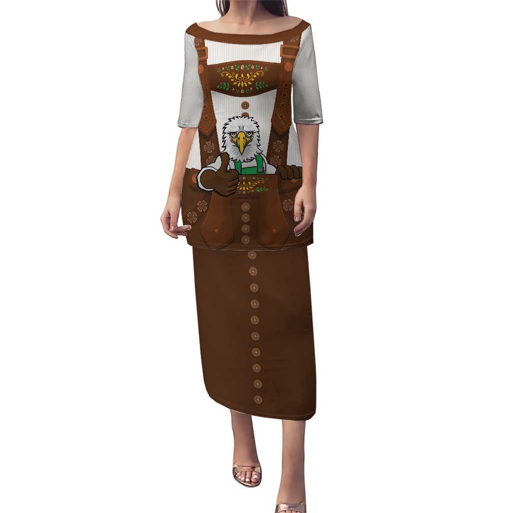 Lederhosen Costume Germany Puletasi Bald Eagles With Traditional German Pattern
