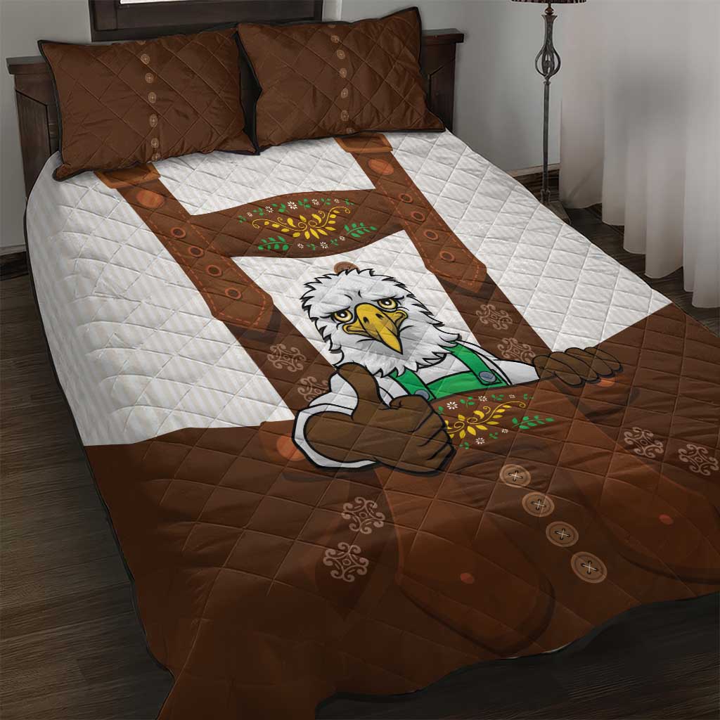 Lederhosen Costume Germany Quilt Bed Set Bald Eagles With Traditional German Pattern