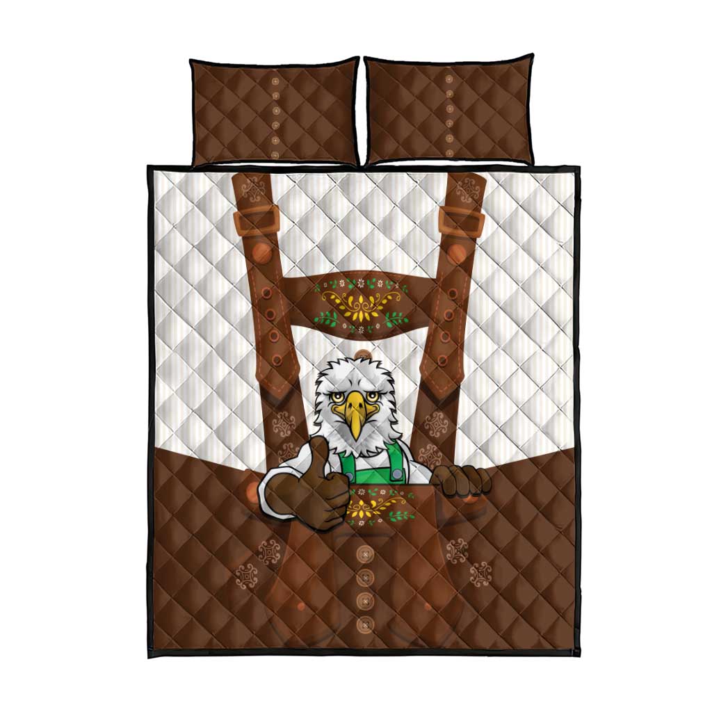 Lederhosen Costume Germany Quilt Bed Set Bald Eagles With Traditional German Pattern