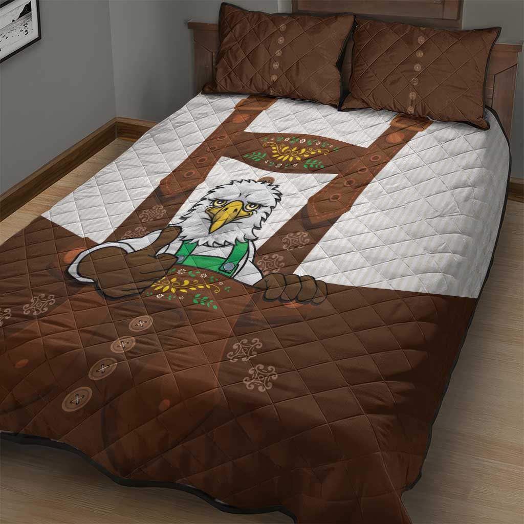 Lederhosen Costume Germany Quilt Bed Set Bald Eagles With Traditional German Pattern