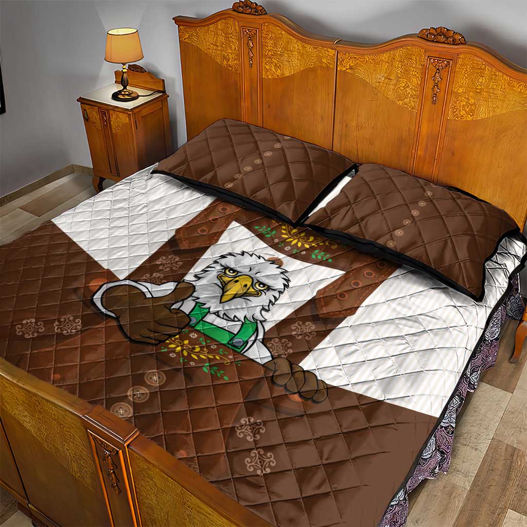 Lederhosen Costume Germany Quilt Bed Set Bald Eagles With Traditional German Pattern