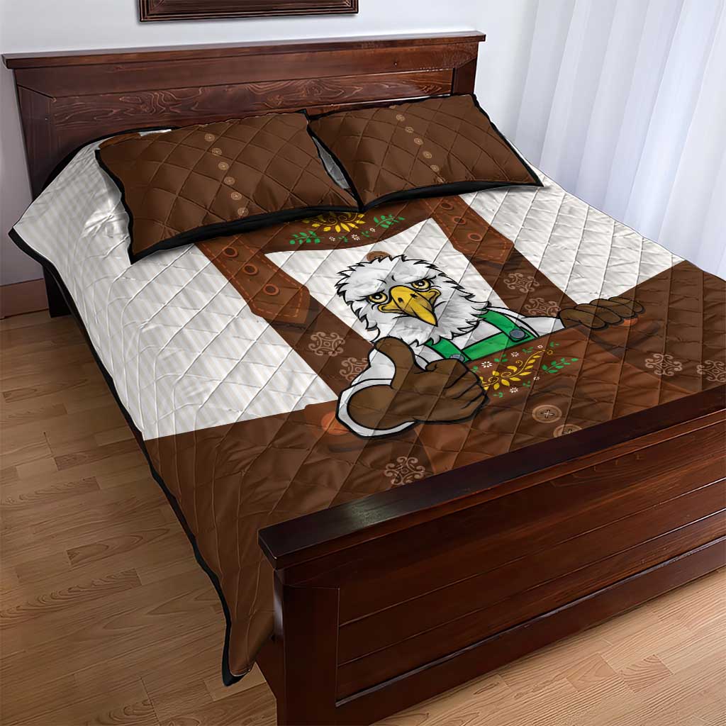 Lederhosen Costume Germany Quilt Bed Set Bald Eagles With Traditional German Pattern