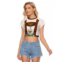 Lederhosen Costume Germany Raglan Cropped T Shirt Bald Eagles With Traditional German Pattern