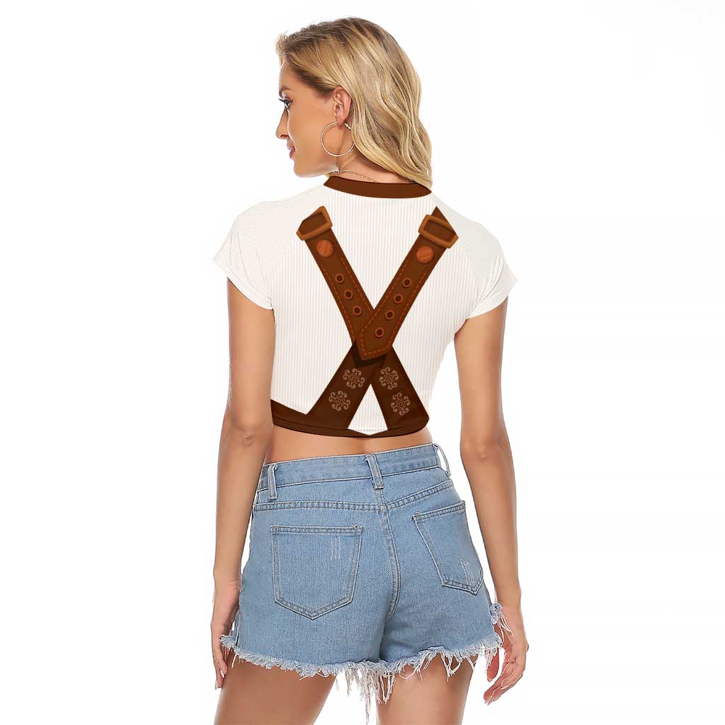Lederhosen Costume Germany Raglan Cropped T Shirt Bald Eagles With Traditional German Pattern