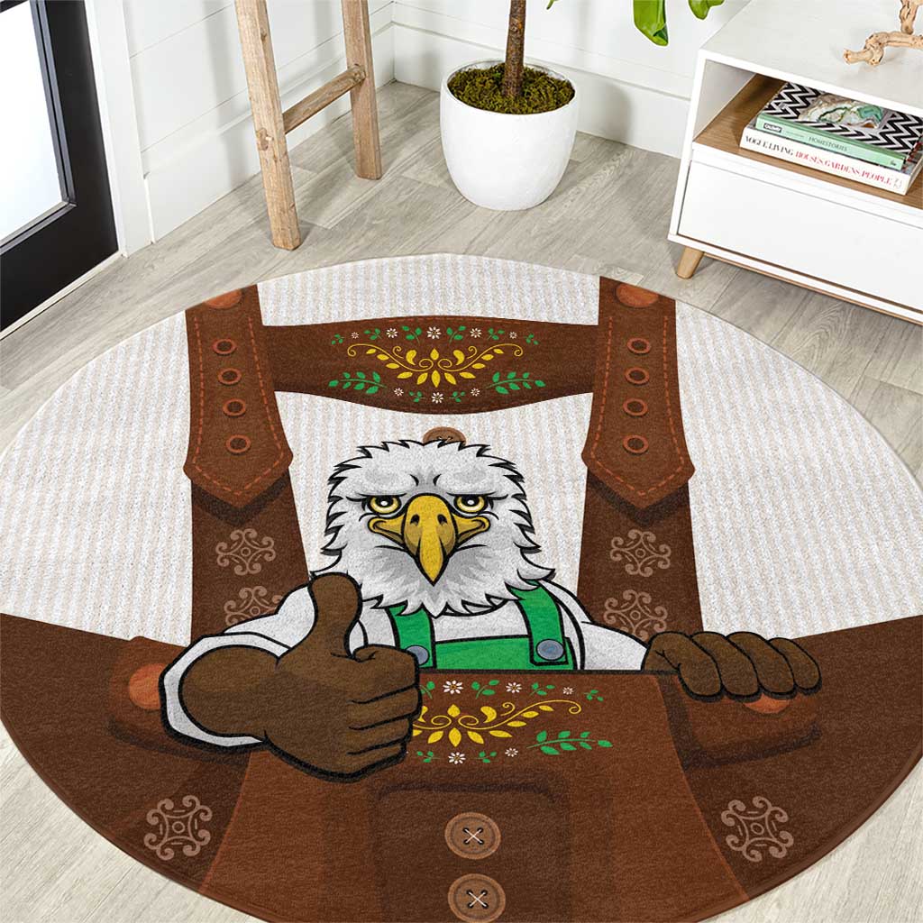 Lederhosen Costume Germany Round Carpet Bald Eagles With Traditional German Pattern