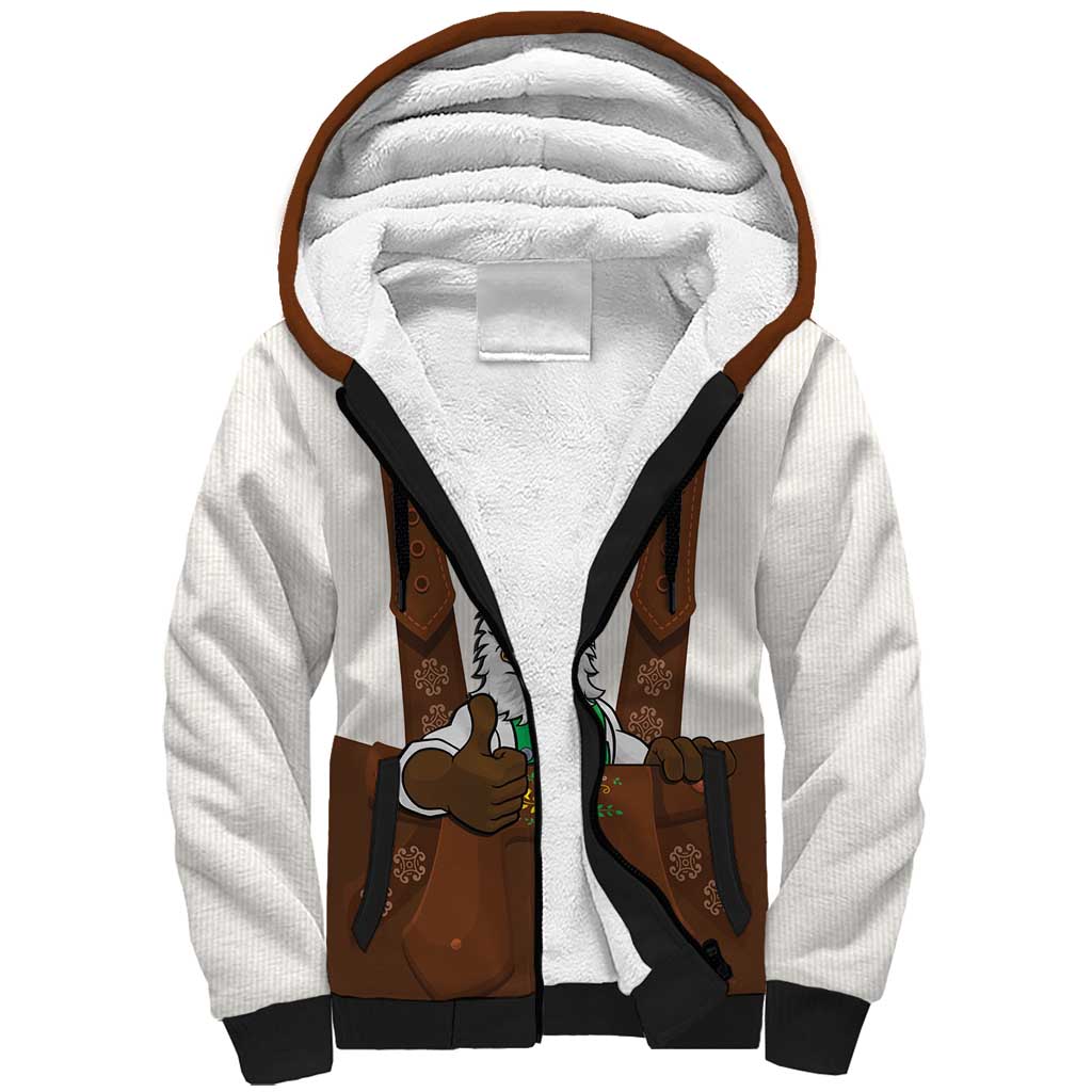 Lederhosen Costume Germany Sherpa Hoodie Bald Eagles With Traditional German Pattern