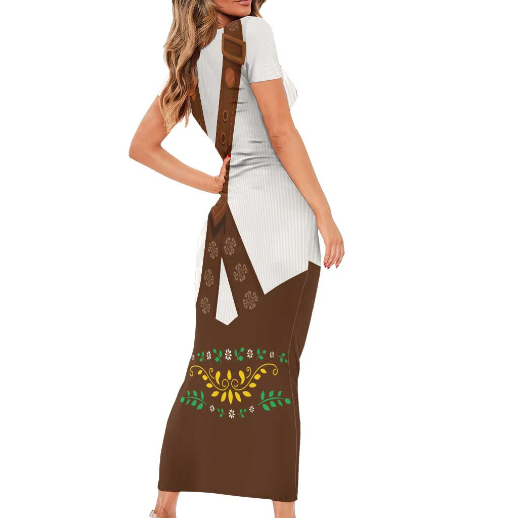 Lederhosen Costume Germany Short Sleeve Bodycon Dress Bald Eagles With Traditional German Pattern