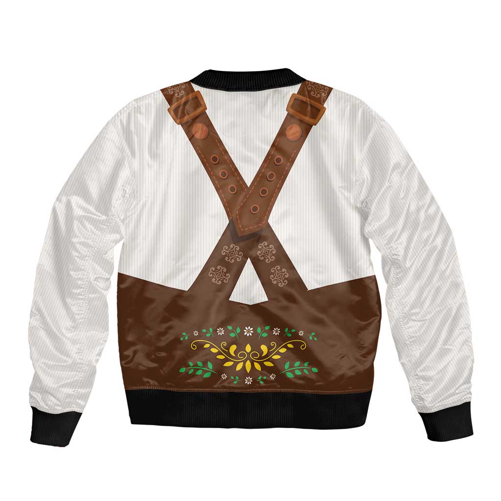 Lederhosen Costume Germany Sleeve Zip Bomber Jacket Bald Eagles With Traditional German Pattern