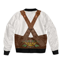 Lederhosen Costume Germany Sleeve Zip Bomber Jacket Bald Eagles With Traditional German Pattern