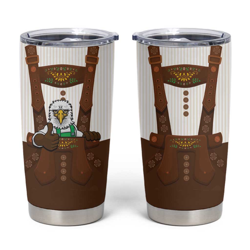 Lederhosen Costume Germany Tumbler Cup Bald Eagles With Traditional German Pattern