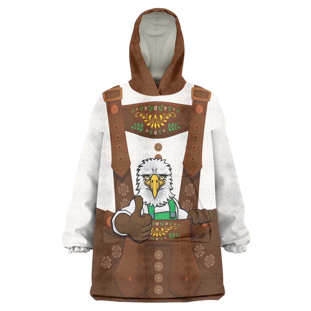 Lederhosen Costume Germany Wearable Blanket Hoodie Bald Eagles With Traditional German Pattern