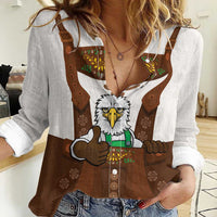Lederhosen Costume Germany Women Casual Shirt Bald Eagles With Traditional German Pattern