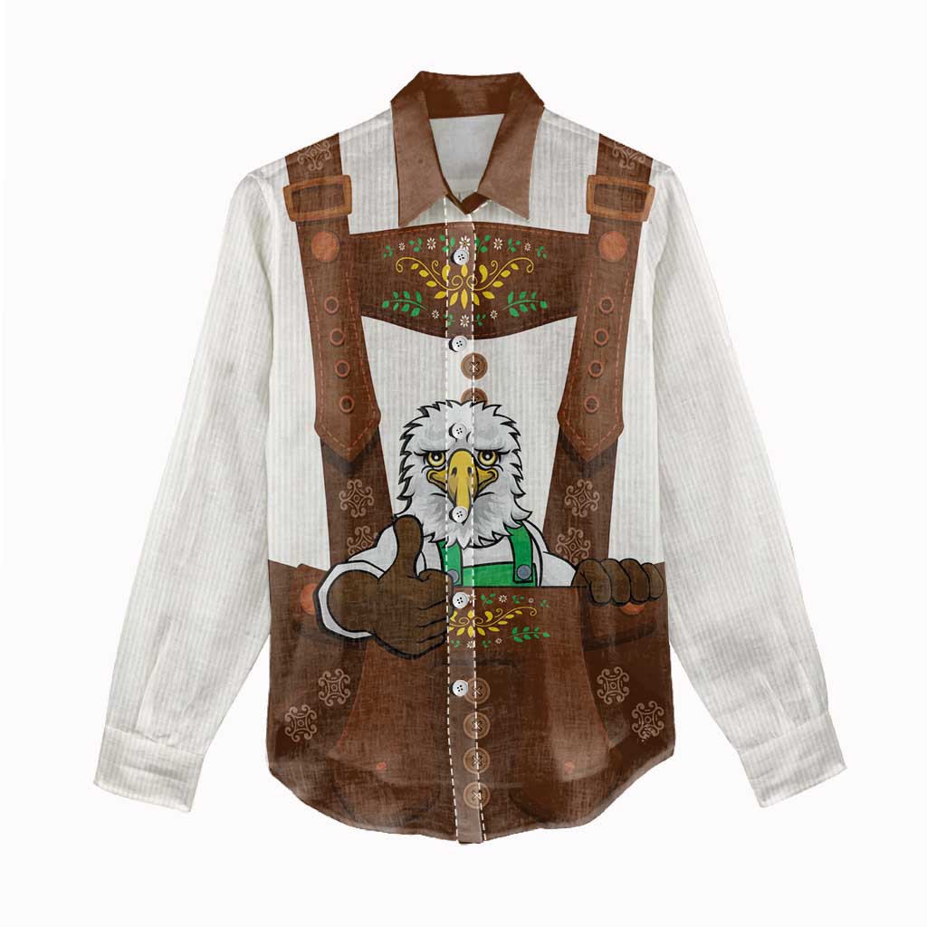 Lederhosen Costume Germany Women Casual Shirt Bald Eagles With Traditional German Pattern