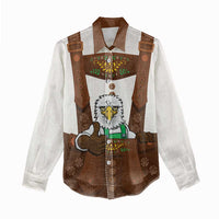 Lederhosen Costume Germany Women Casual Shirt Bald Eagles With Traditional German Pattern