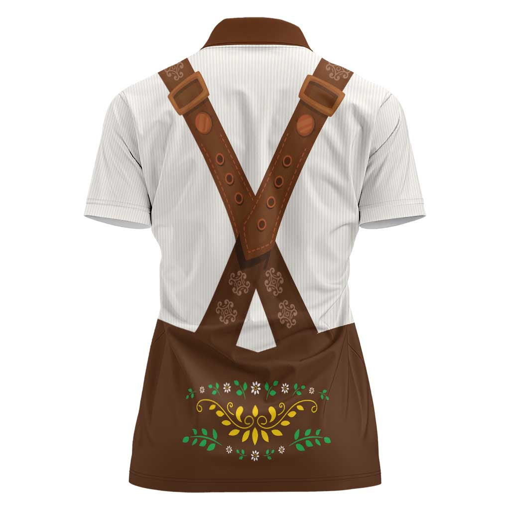 Lederhosen Costume Germany Women Polo Shirt Bald Eagles With Traditional German Pattern