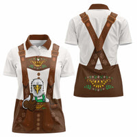 Lederhosen Costume Germany Women Polo Shirt Bald Eagles With Traditional German Pattern