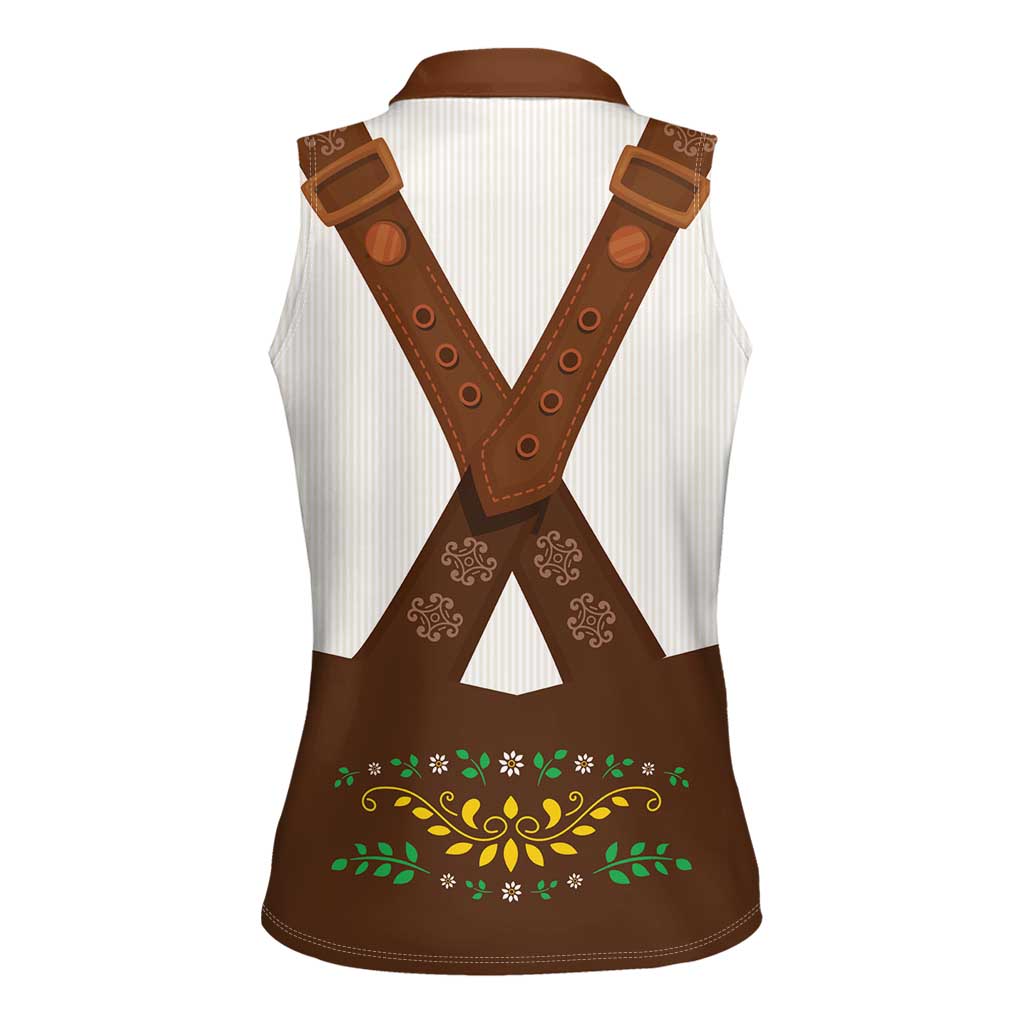 Lederhosen Costume Germany Women Sleeveless Polo Shirt Bald Eagles With Traditional German Pattern