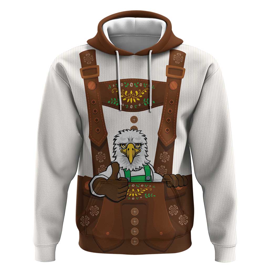 Lederhosen Costume Germany Zip Hoodie Bald Eagles With Traditional German Pattern
