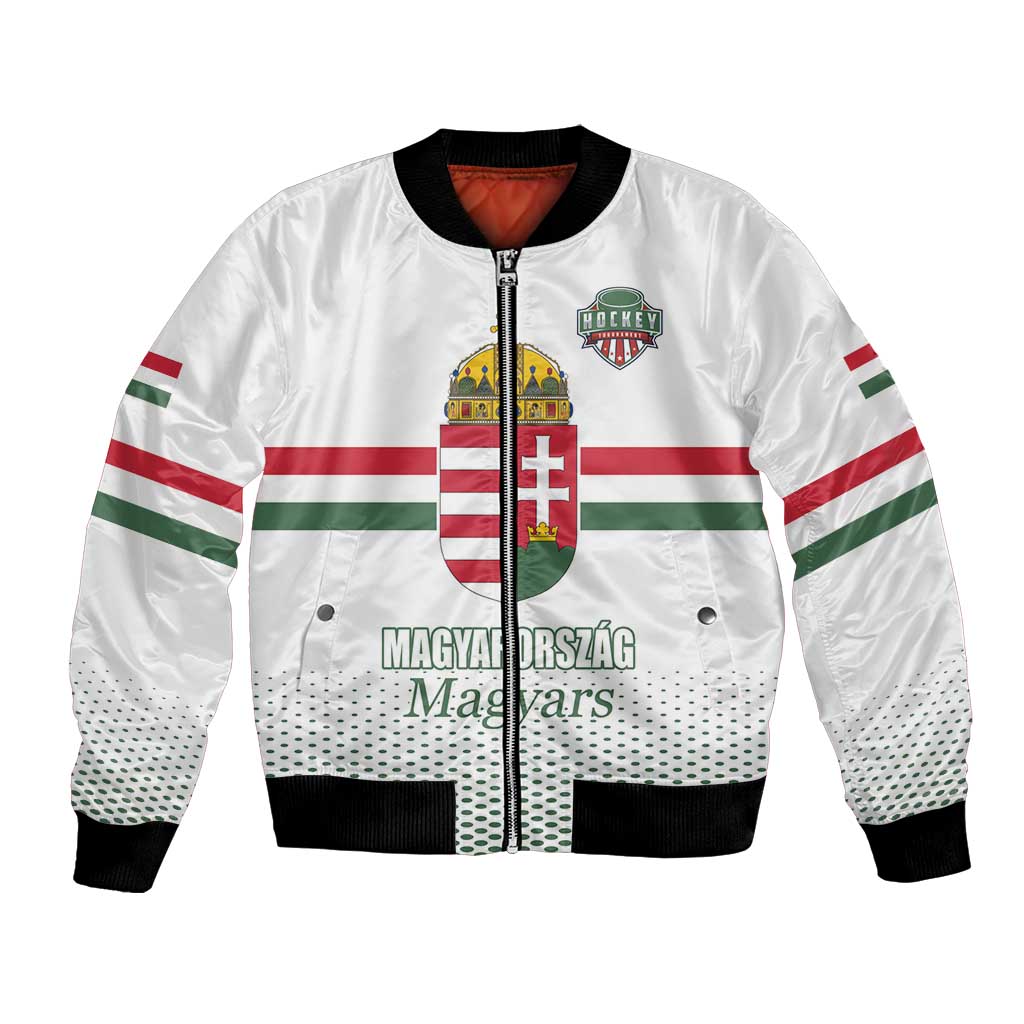 Custom Hungary Ice Hockey Bomber Jacket White Style Come on Magyars