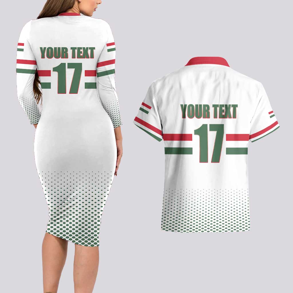 Custom Hungary Ice Hockey Couples Matching Long Sleeve Bodycon Dress and Hawaiian Shirt White Style Come on Magyars