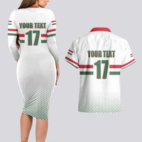 Custom Hungary Ice Hockey Couples Matching Long Sleeve Bodycon Dress and Hawaiian Shirt White Style Come on Magyars