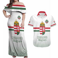Custom Hungary Ice Hockey Couples Matching Off Shoulder Maxi Dress and Hawaiian Shirt White Style Come on Magyars