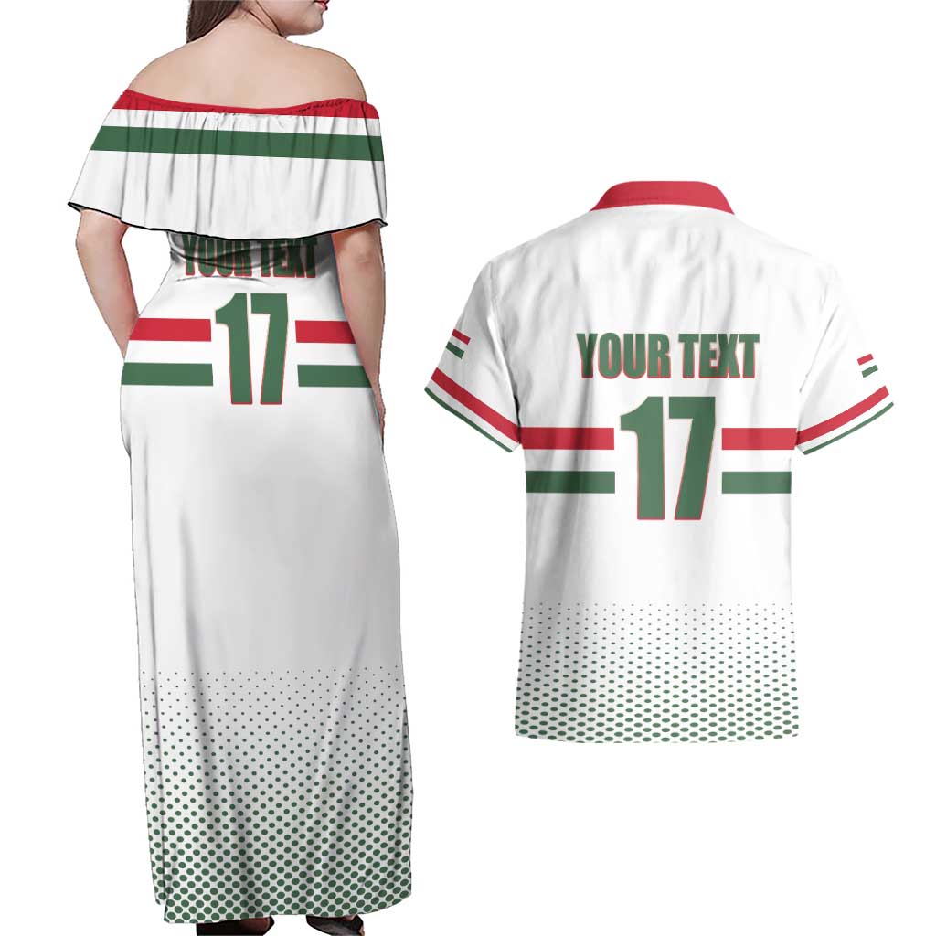 Custom Hungary Ice Hockey Couples Matching Off Shoulder Maxi Dress and Hawaiian Shirt White Style Come on Magyars