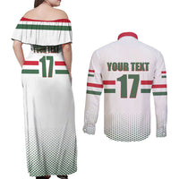 Custom Hungary Ice Hockey Couples Matching Off Shoulder Maxi Dress and Long Sleeve Button Shirt White Style Come on Magyars