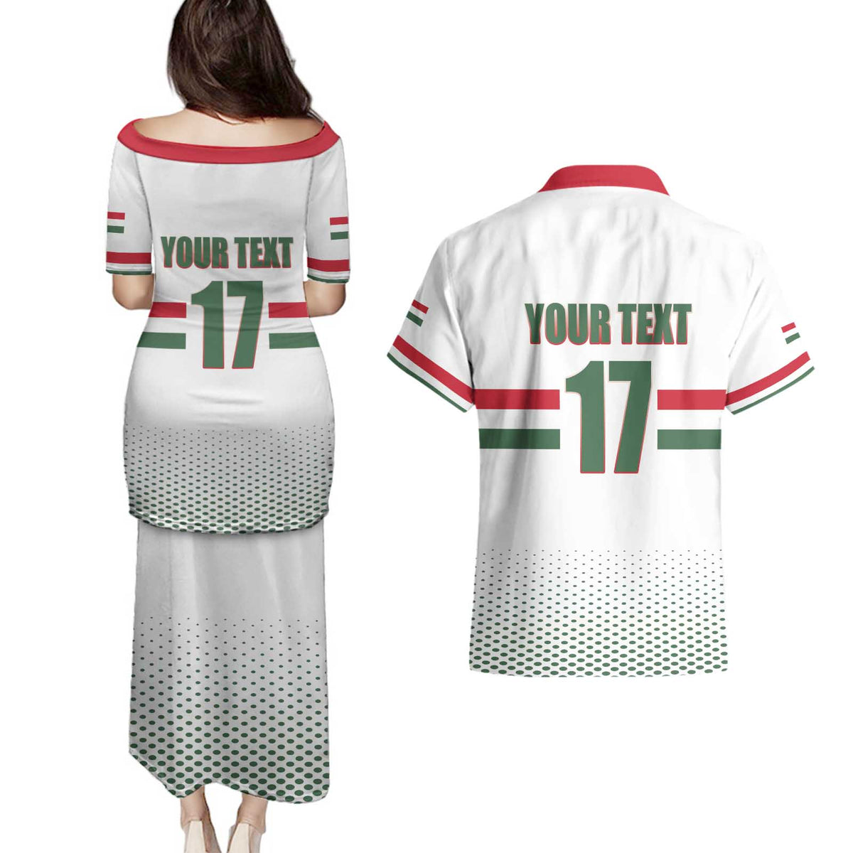 Custom Hungary Ice Hockey Couples Matching Puletasi and Hawaiian Shirt White Style Come on Magyars