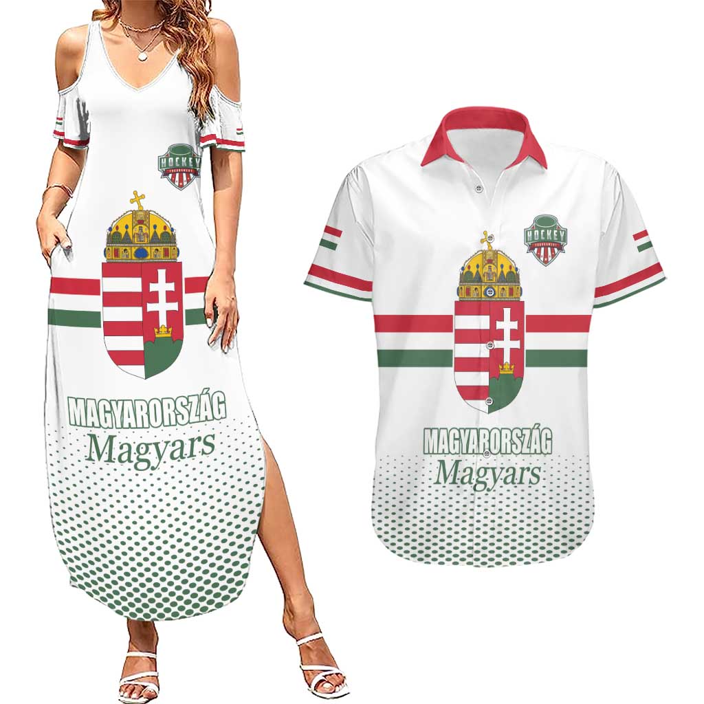Custom Hungary Ice Hockey Couples Matching Summer Maxi Dress and Hawaiian Shirt White Style Come on Magyars