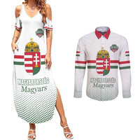 Custom Hungary Ice Hockey Couples Matching Summer Maxi Dress and Long Sleeve Button Shirt White Style Come on Magyars