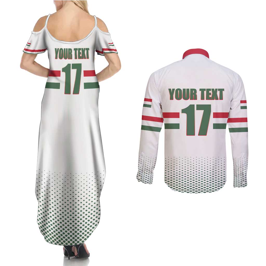 Custom Hungary Ice Hockey Couples Matching Summer Maxi Dress and Long Sleeve Button Shirt White Style Come on Magyars