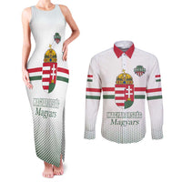 Custom Hungary Ice Hockey Couples Matching Tank Maxi Dress and Long Sleeve Button Shirt White Style Come on Magyars