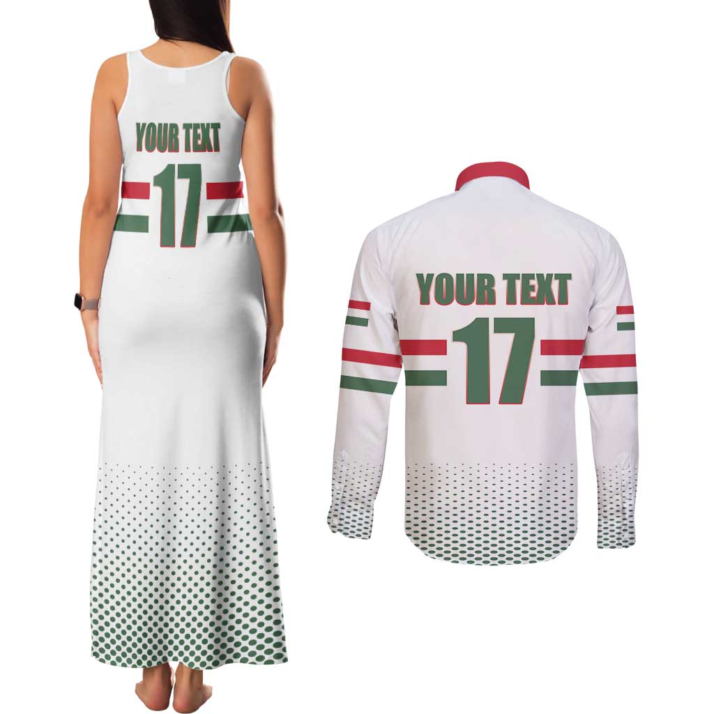 Custom Hungary Ice Hockey Couples Matching Tank Maxi Dress and Long Sleeve Button Shirt White Style Come on Magyars