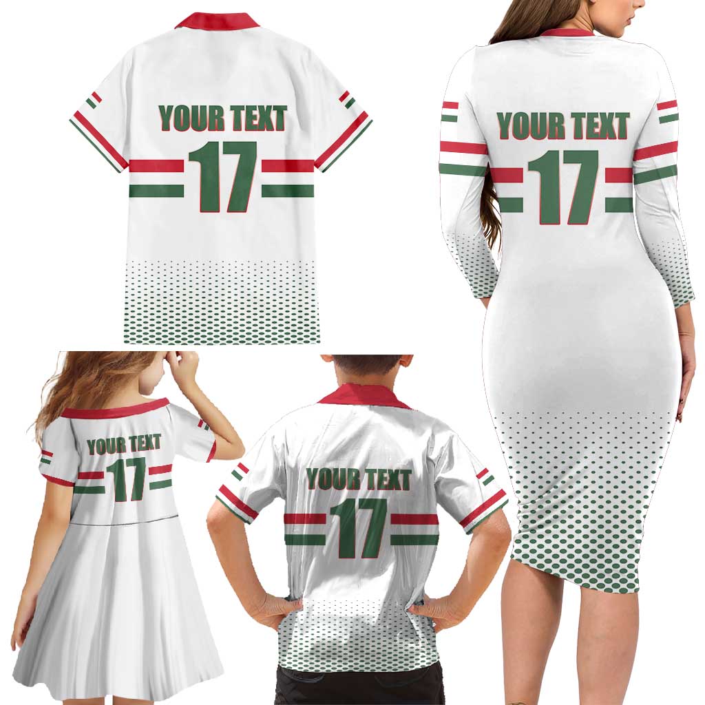 Custom Hungary Ice Hockey Family Matching Long Sleeve Bodycon Dress and Hawaiian Shirt White Style Come on Magyars