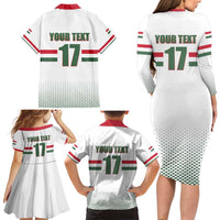 Custom Hungary Ice Hockey Family Matching Long Sleeve Bodycon Dress and Hawaiian Shirt White Style Come on Magyars