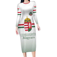 Custom Hungary Ice Hockey Family Matching Long Sleeve Bodycon Dress and Hawaiian Shirt White Style Come on Magyars