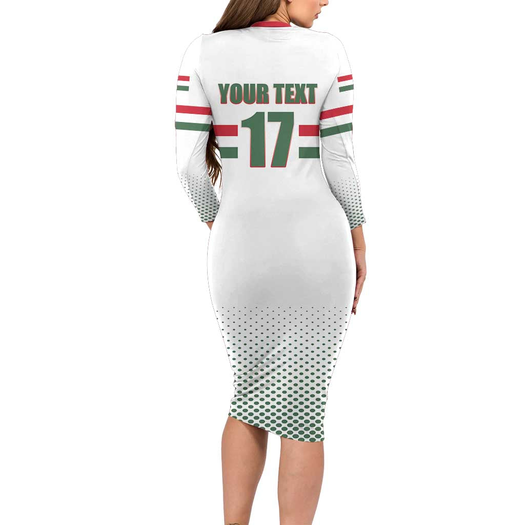 Custom Hungary Ice Hockey Family Matching Long Sleeve Bodycon Dress and Hawaiian Shirt White Style Come on Magyars