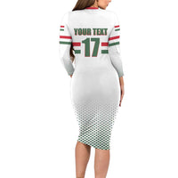 Custom Hungary Ice Hockey Family Matching Long Sleeve Bodycon Dress and Hawaiian Shirt White Style Come on Magyars