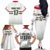 Custom Hungary Ice Hockey Family Matching Off The Shoulder Long Sleeve Dress and Hawaiian Shirt White Style Come on Magyars