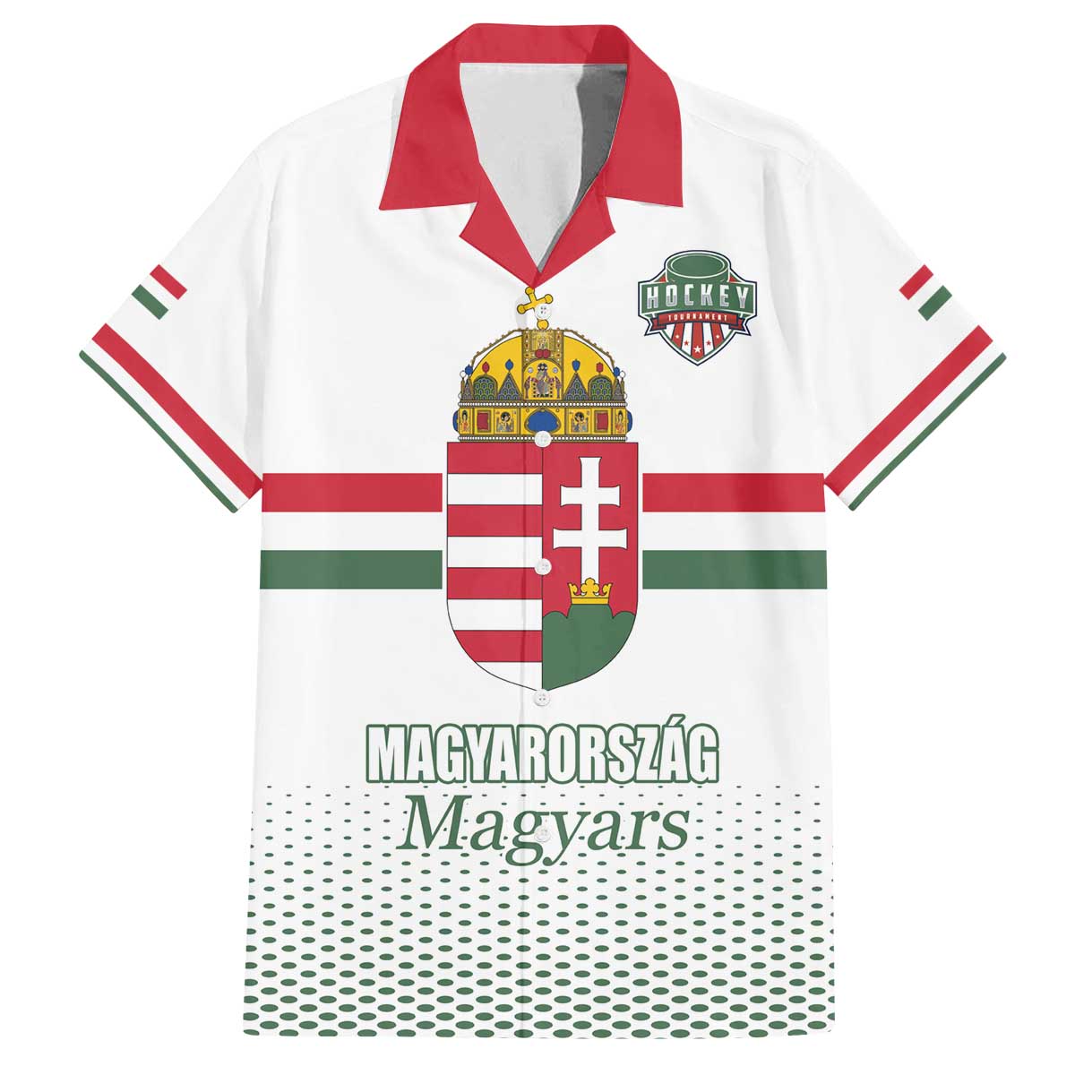 Custom Hungary Ice Hockey Family Matching Off The Shoulder Long Sleeve Dress and Hawaiian Shirt White Style Come on Magyars