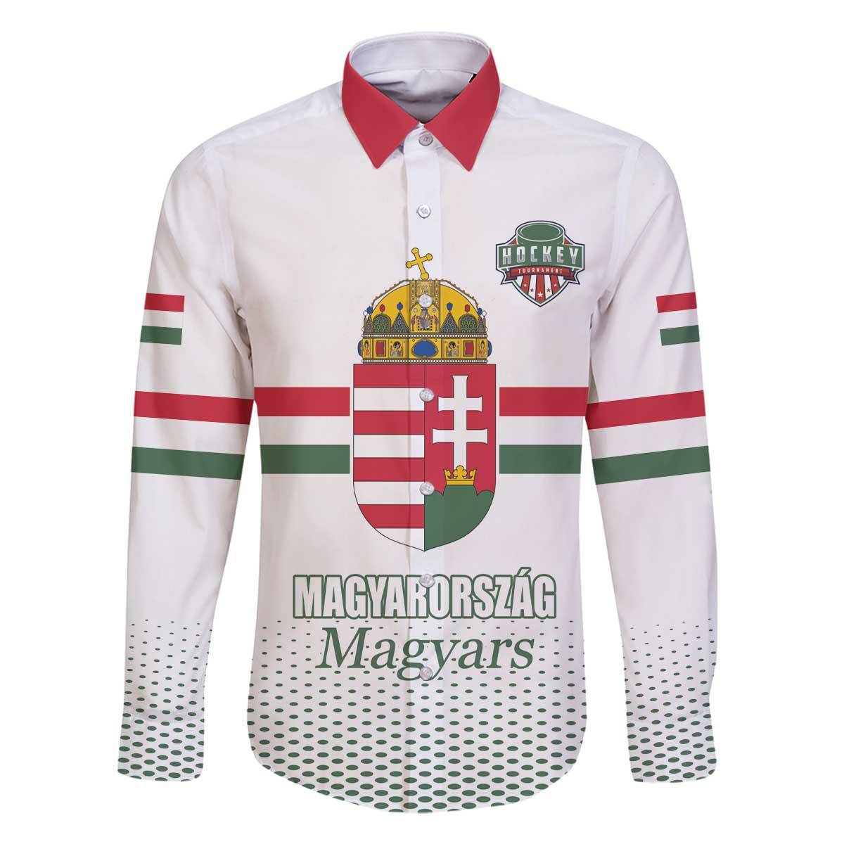Custom Hungary Ice Hockey Family Matching Off The Shoulder Long Sleeve Dress and Hawaiian Shirt White Style Come on Magyars