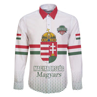 Custom Hungary Ice Hockey Family Matching Off The Shoulder Long Sleeve Dress and Hawaiian Shirt White Style Come on Magyars